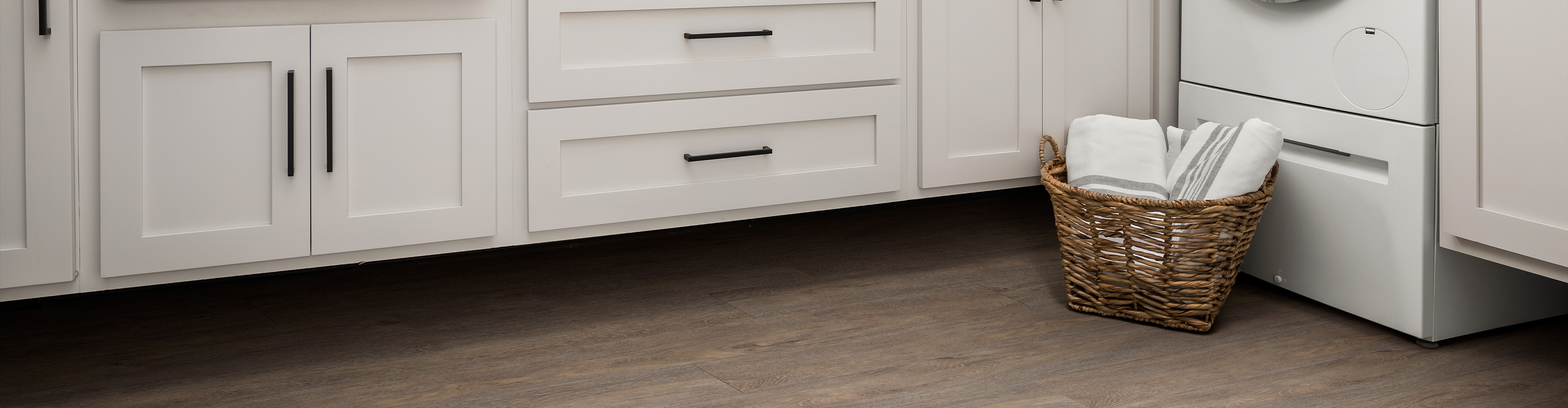 luxury vinyl flooring in laundry room
